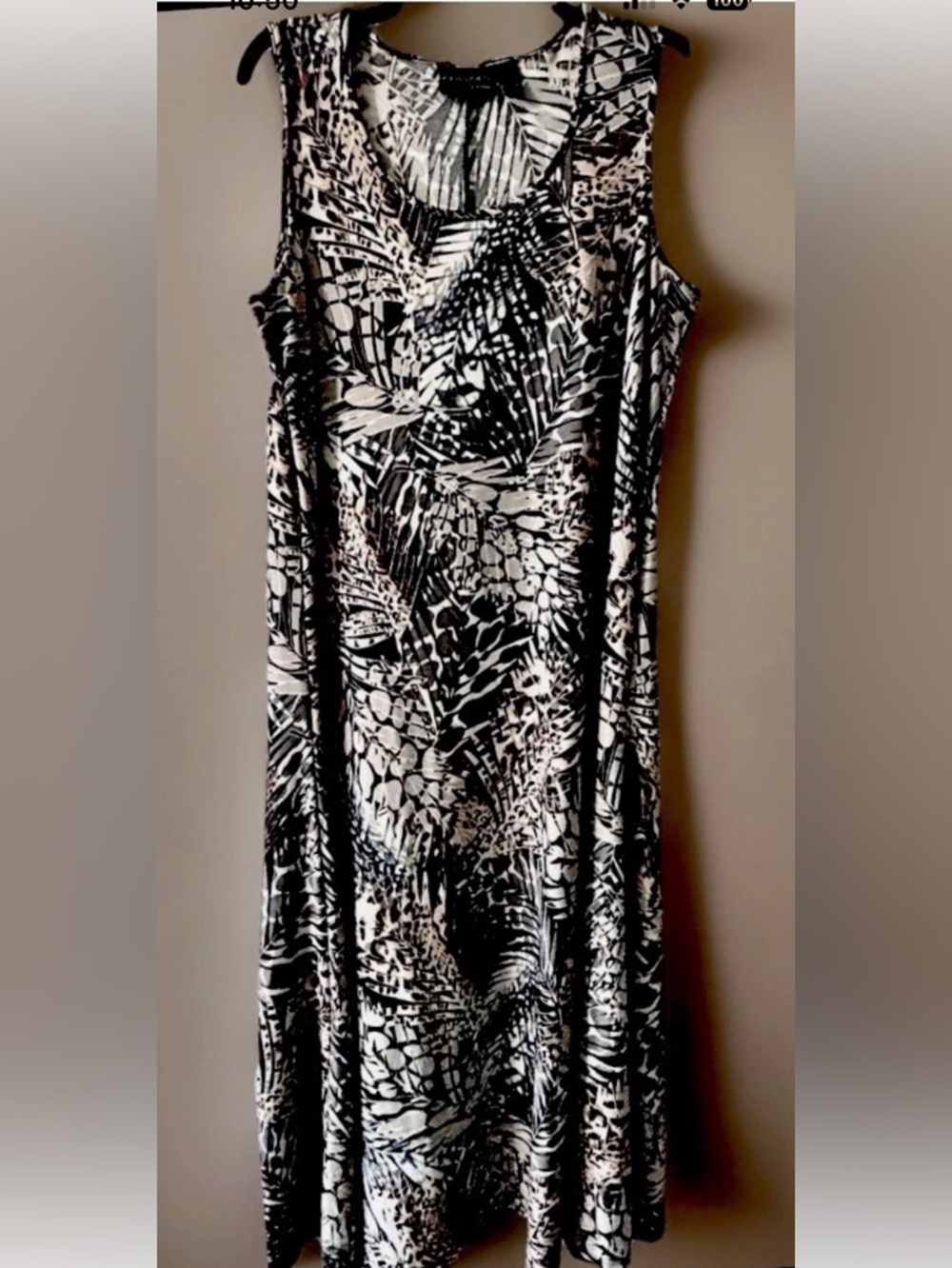 Attitudes by Renee Women's Palm Print Scoop Neck Sleeveless Maxi Dress XLP